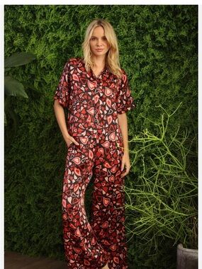 Johnny Was Black Emberlyn Silk Long Pajama Set MS0124A- brand new with tags XS